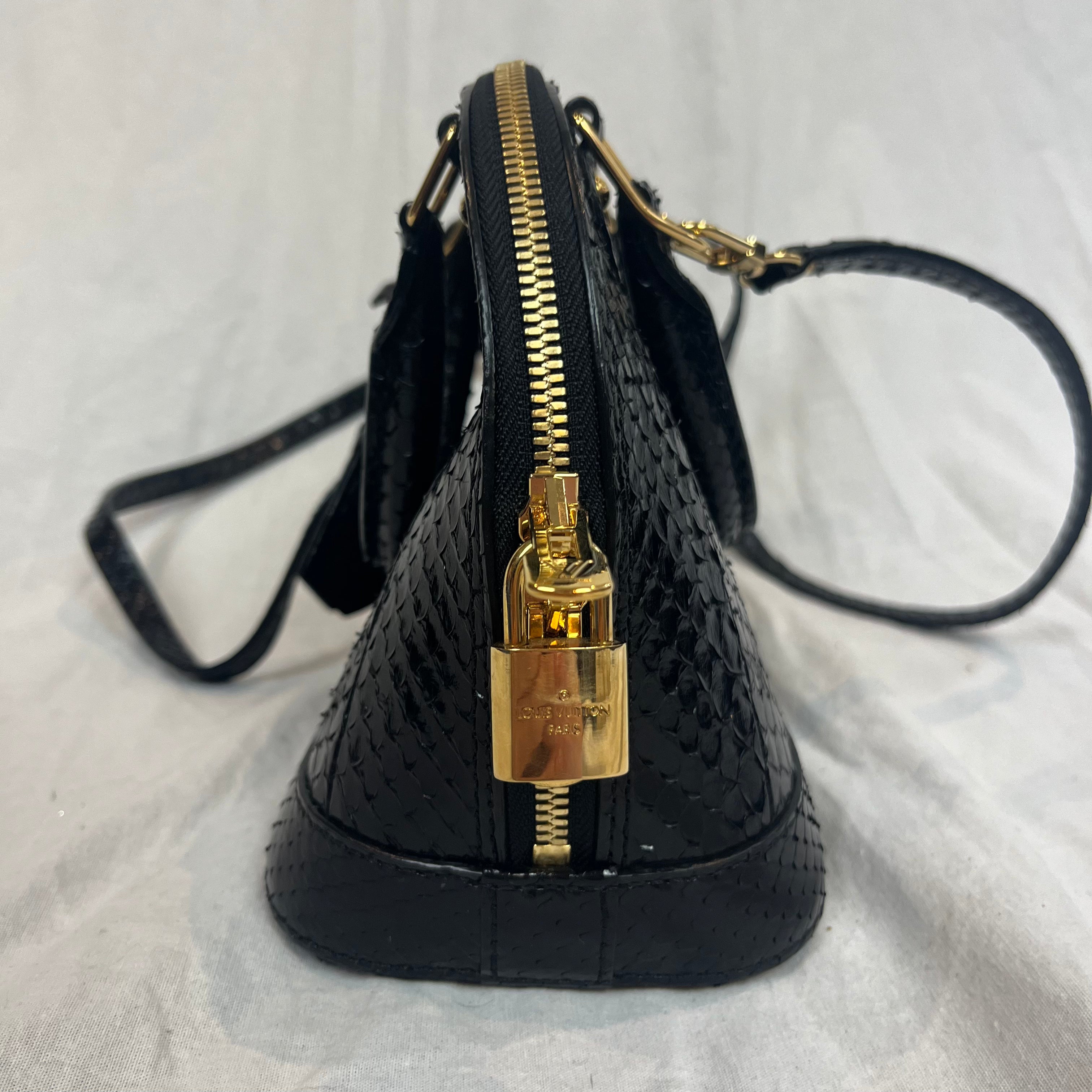 Louis Vuitton Brand New 3200 Black Python Alma BB Bag