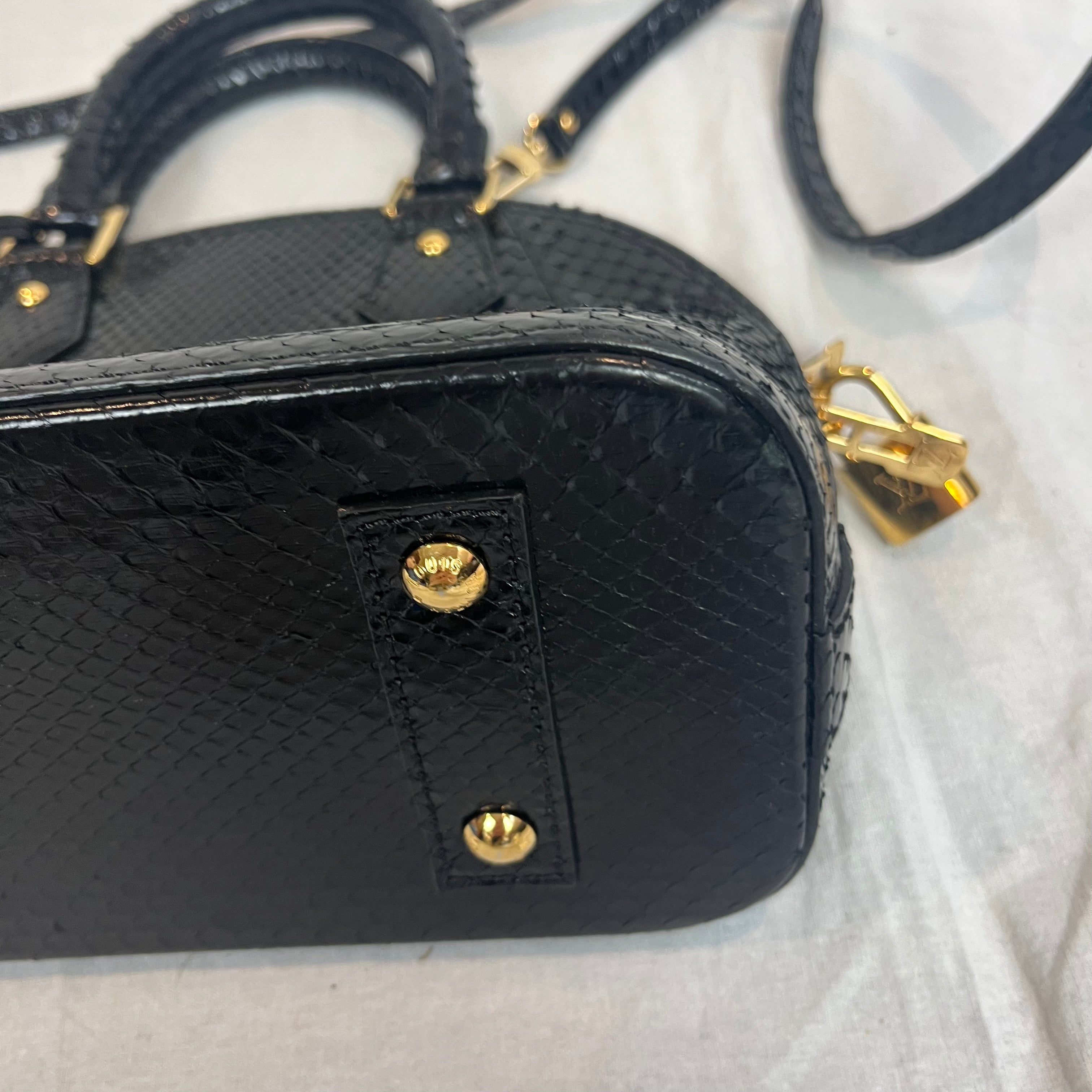 Louis Vuitton Brand New 3200 Black Python Alma BB Bag