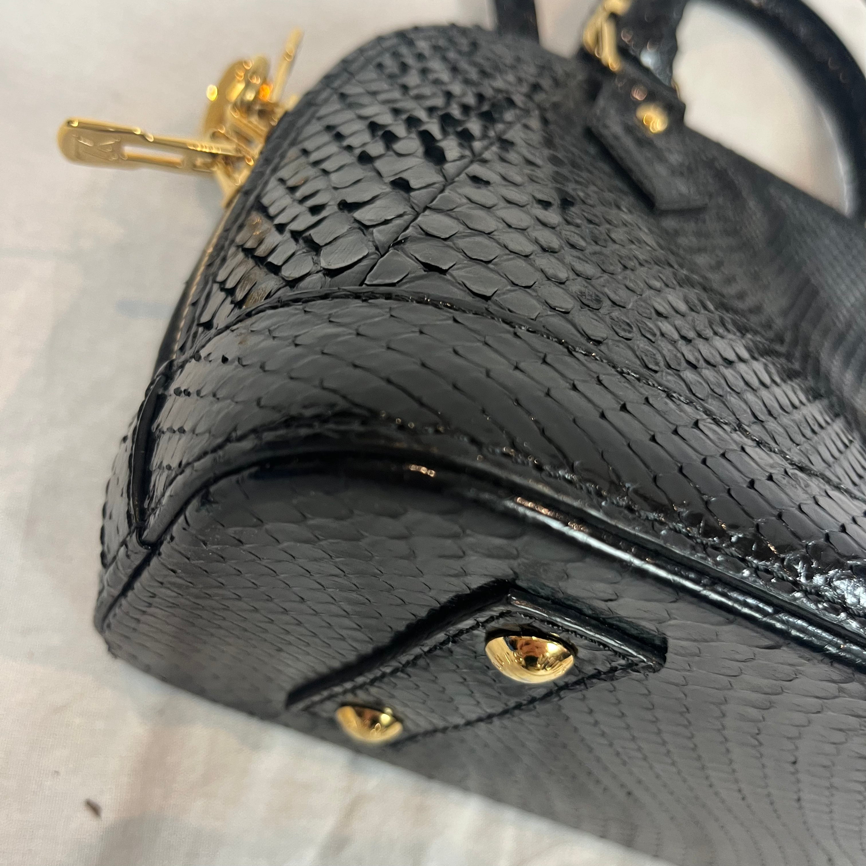 Louis Vuitton Brand New 3200 Black Python Alma BB Bag