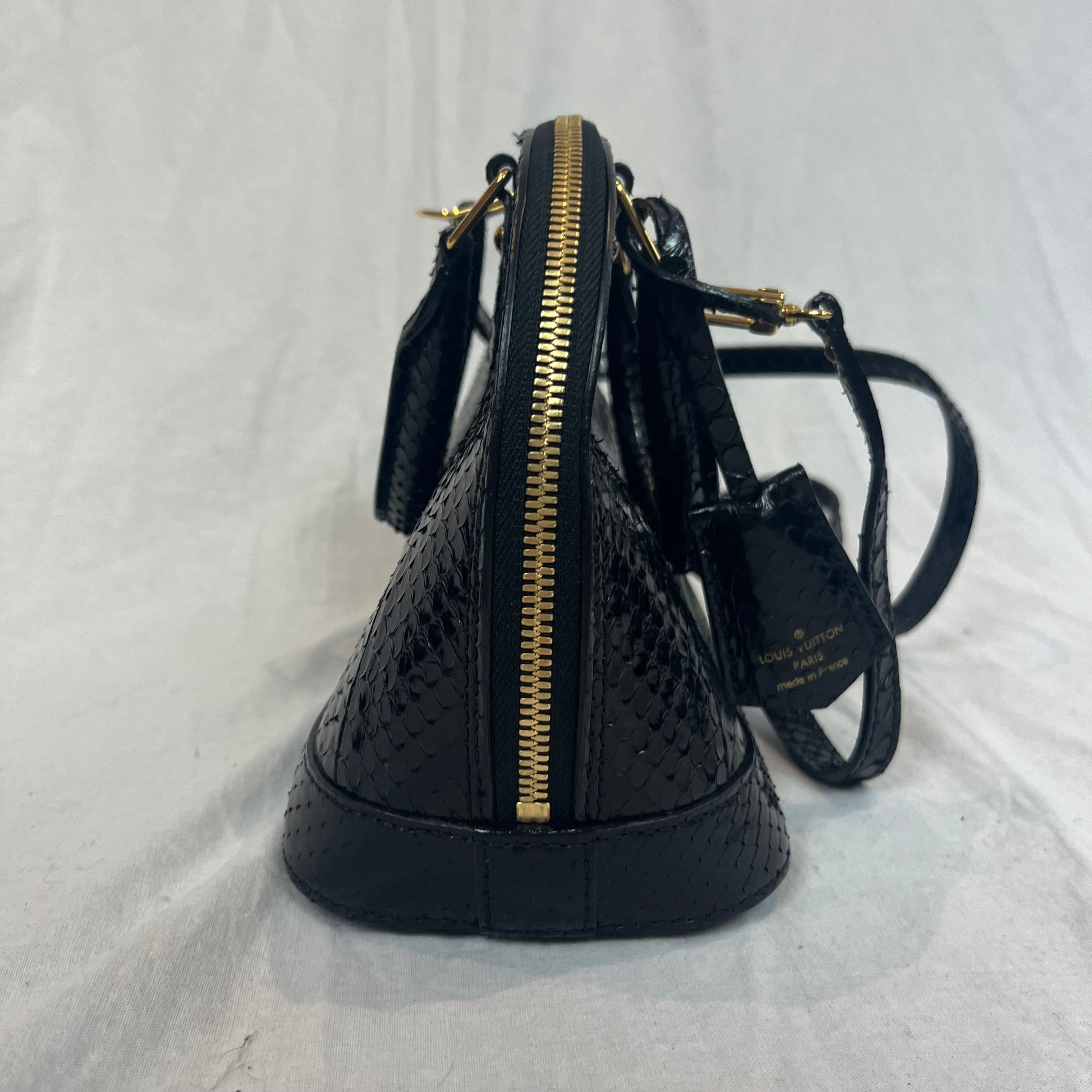 Louis Vuitton Brand New 3200 Black Python Alma BB Bag