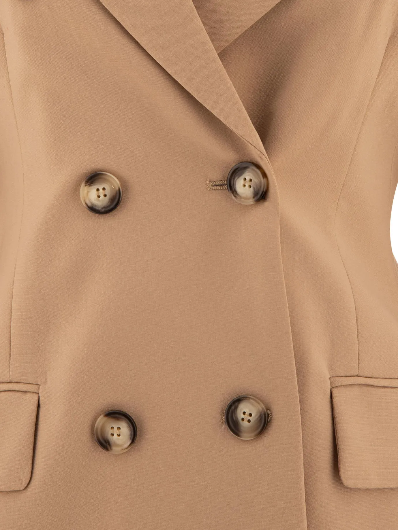 MAX MARA SPORTMAX Classic Beige Double-Breasted Wool Blazer