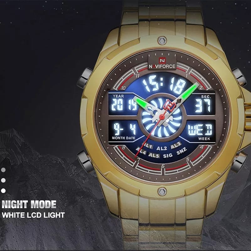 MEN METALLIC STRAP WATCH - GOLD