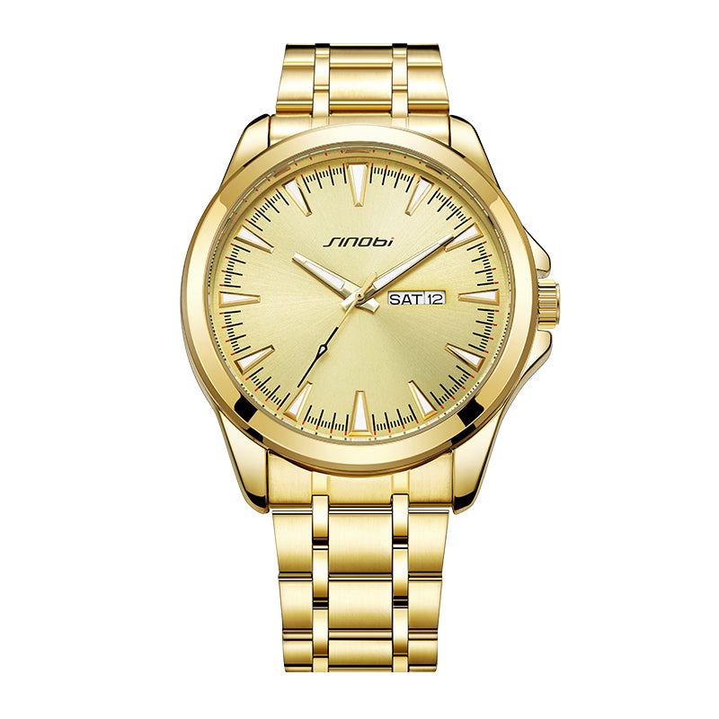 Men Watch Day & Date Display - Gold