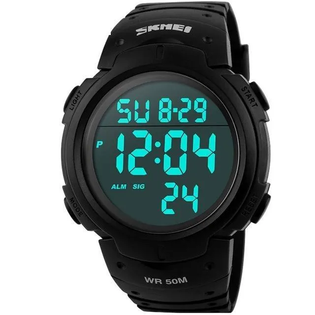 Men's Big Dial Digital Sports Watches with Chronograph & Synthetic Leather Strap