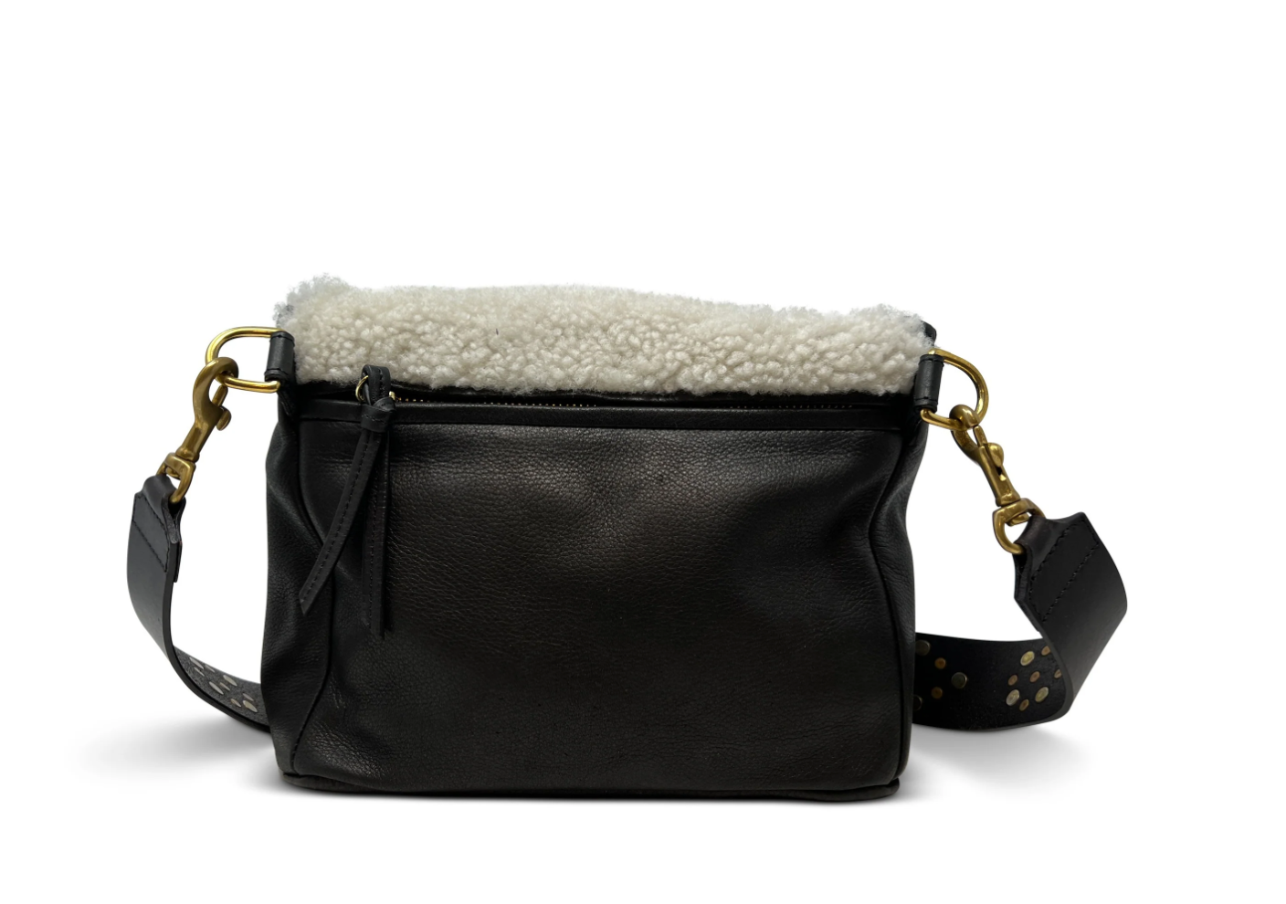 Mini Rough Night Crossbody - Natural Shearling & Black Leather