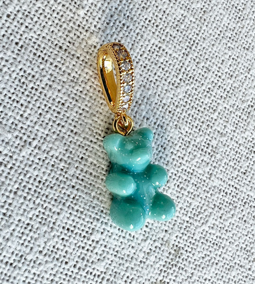 Nostalgia Bear Glitter Pendant, Crystal Connector