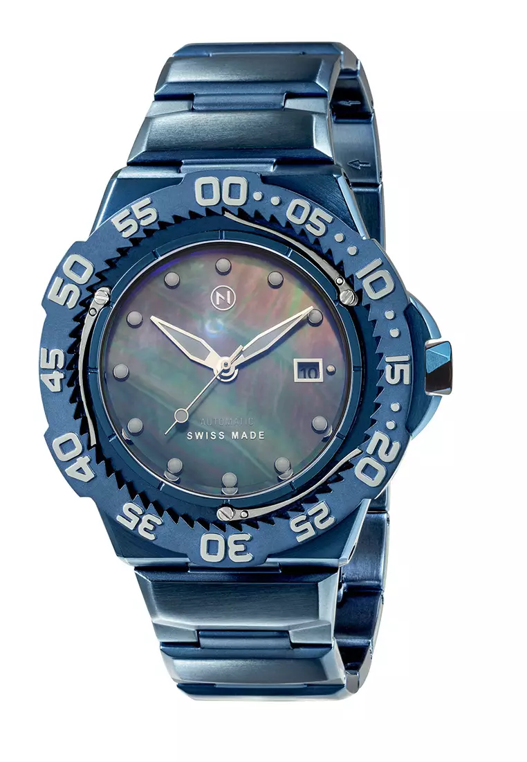 NOVE NOVE Trident Automatic - Swiss Made Ultra Slim Dive Watches for Men & Women (Blue G003-02)