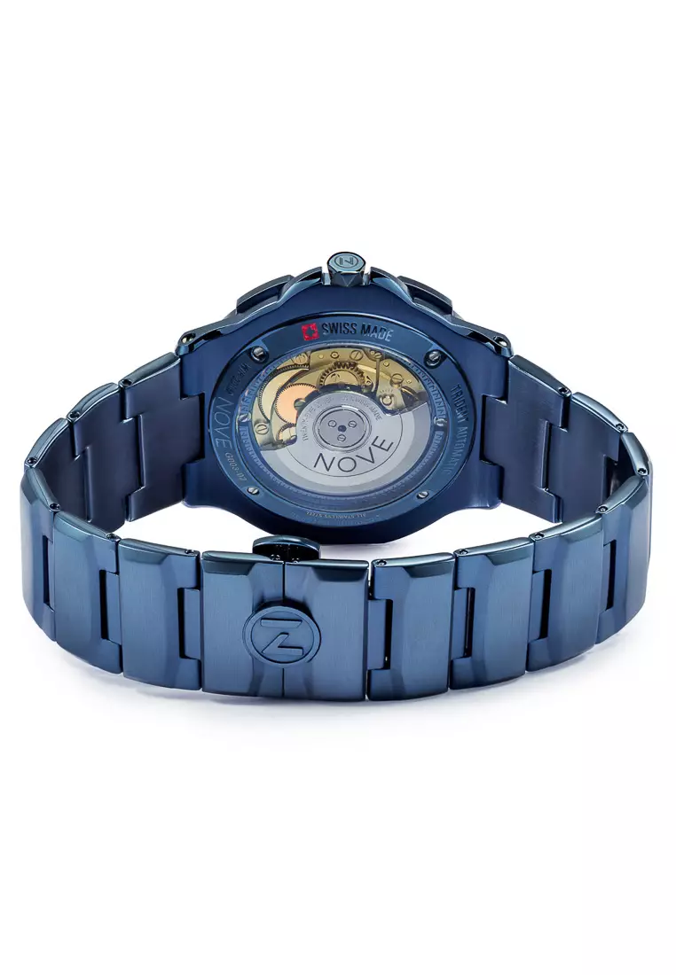 NOVE NOVE Trident Automatic - Swiss Made Ultra Slim Dive Watches for Men & Women (Blue G003-02)