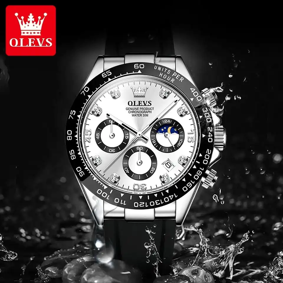 Olevs Top Brands Quartz Men Watch Multi-functional Chronograph Military Waterproof Stainless Steel Strap Fashion Watches S453721