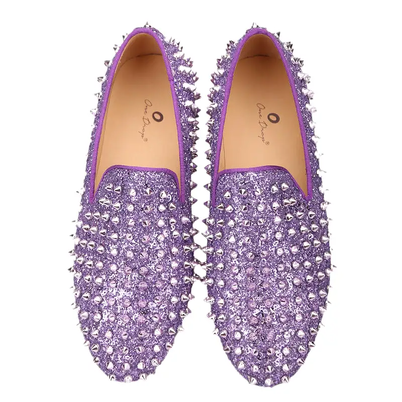 OneDrop Kid Handmade Purple Lavender Spikes Children Shoes Toddler And Big Kids Wedding Birthday Prom Loafers