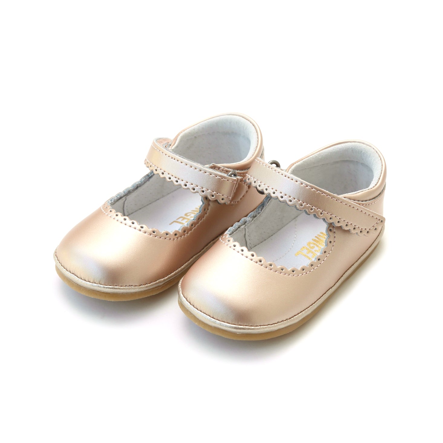 Online Exclusive - Cara Pink Gold Scalloped Leather Mary Jane (Baby)