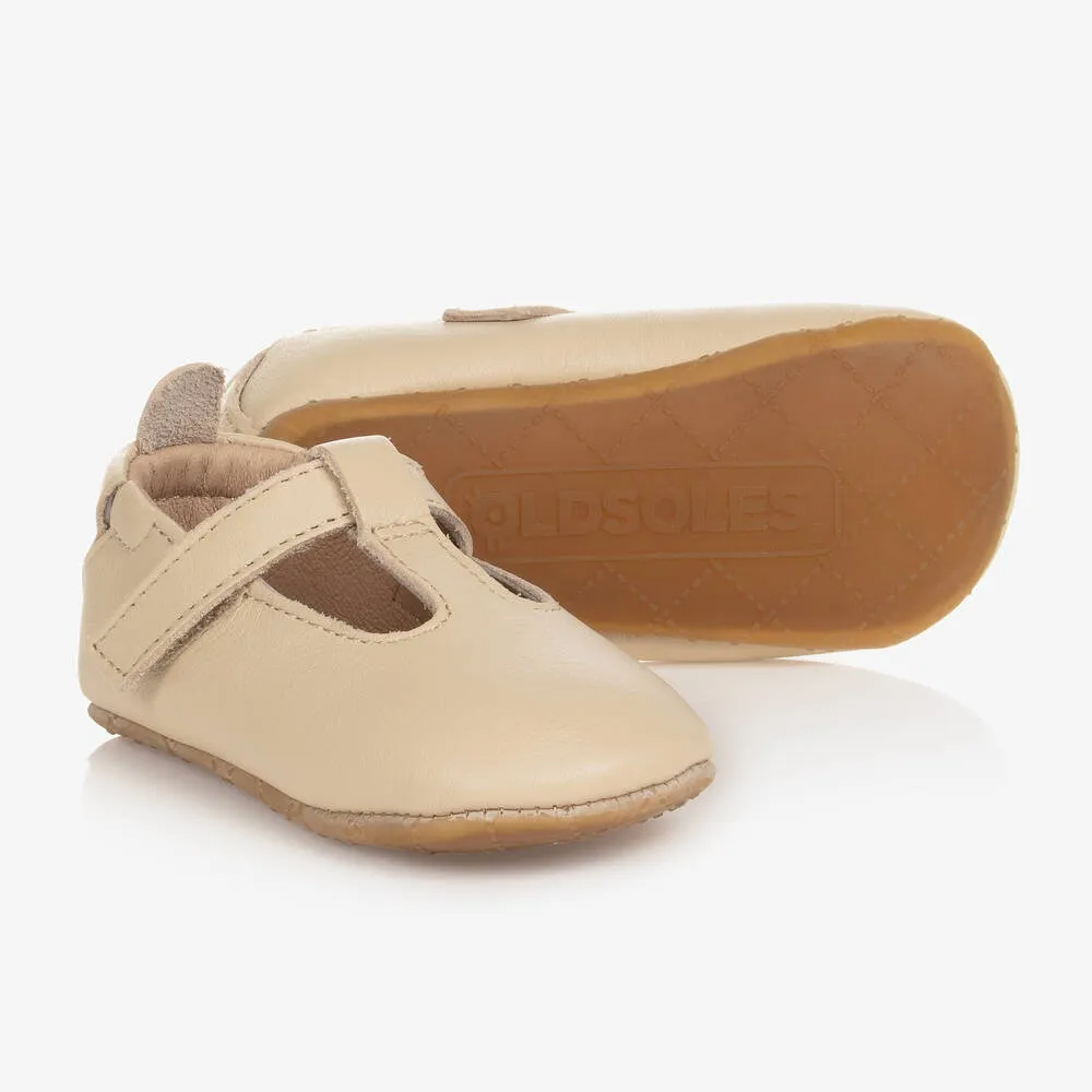 Pale Beige Leather Baby Shoes