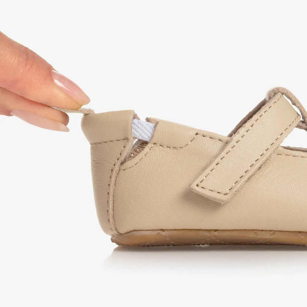 Pale Beige Leather Baby Shoes