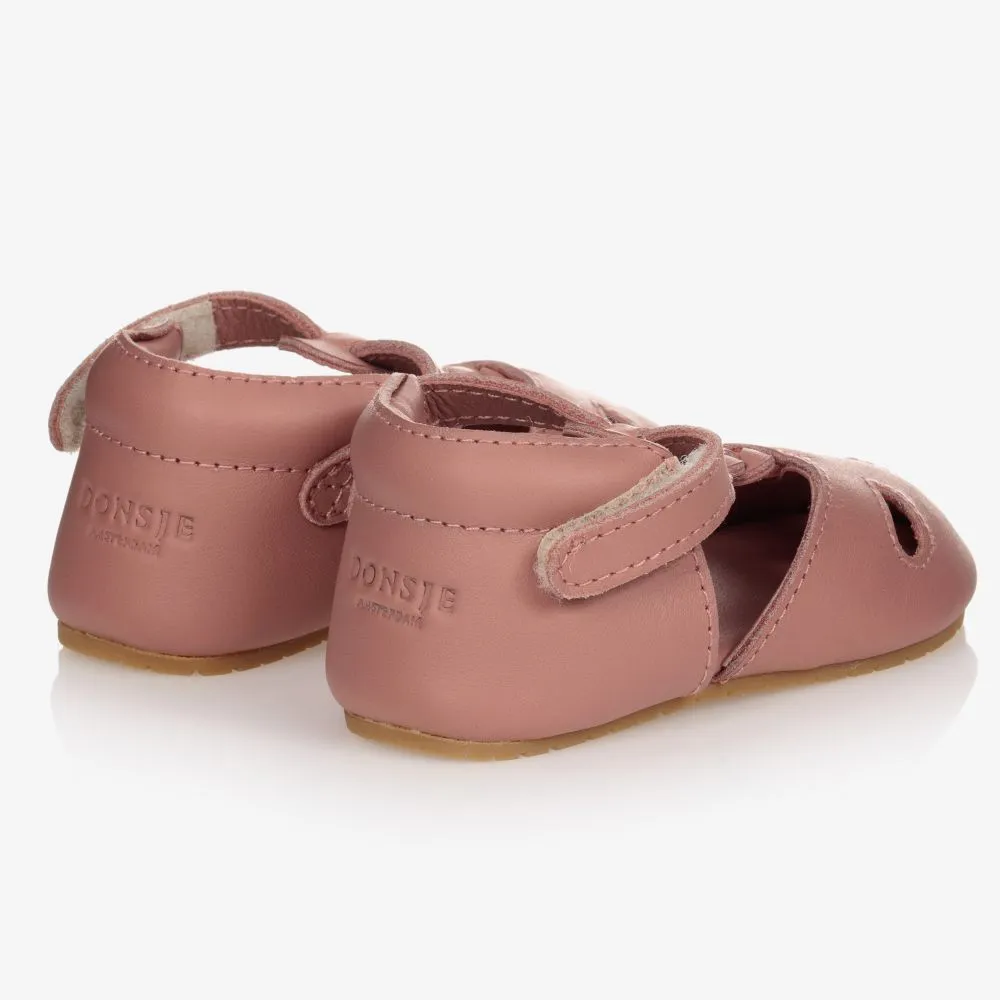 Pink Leather Baby Shoes