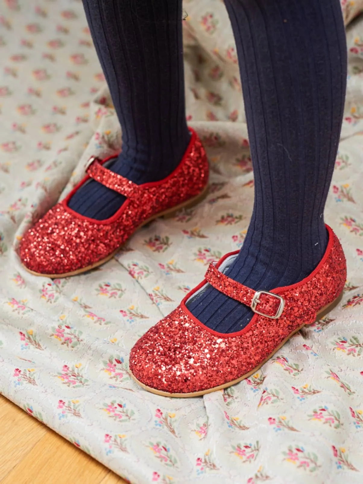 Red Glitter Girl Mary Jane Shoes