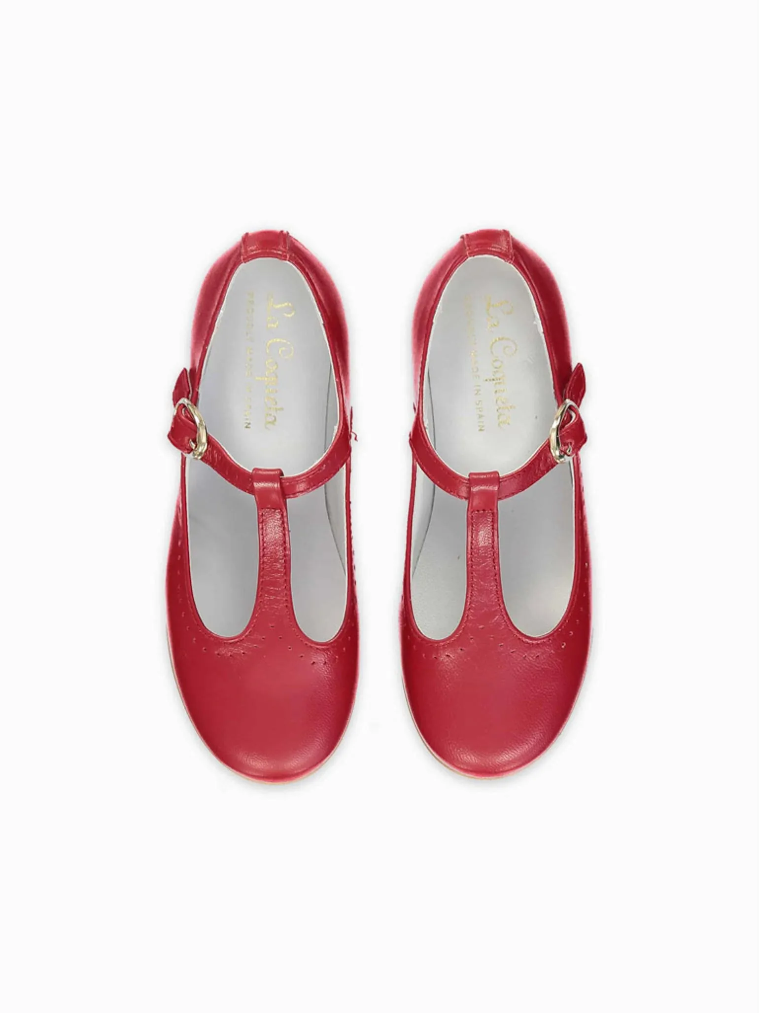 Red Leather Girl T-Bar Shoes