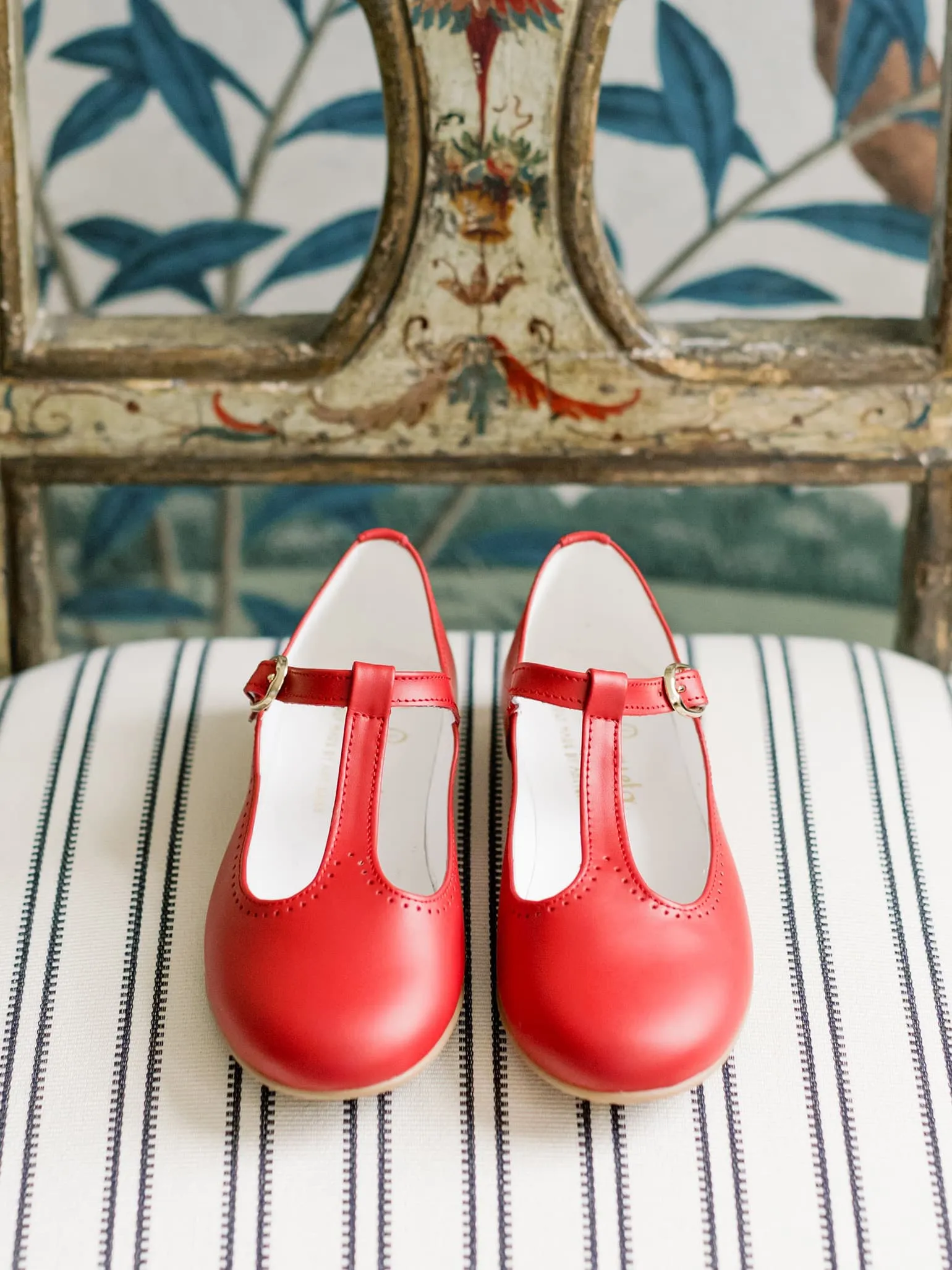 Red Leather Girl T-Bar Shoes