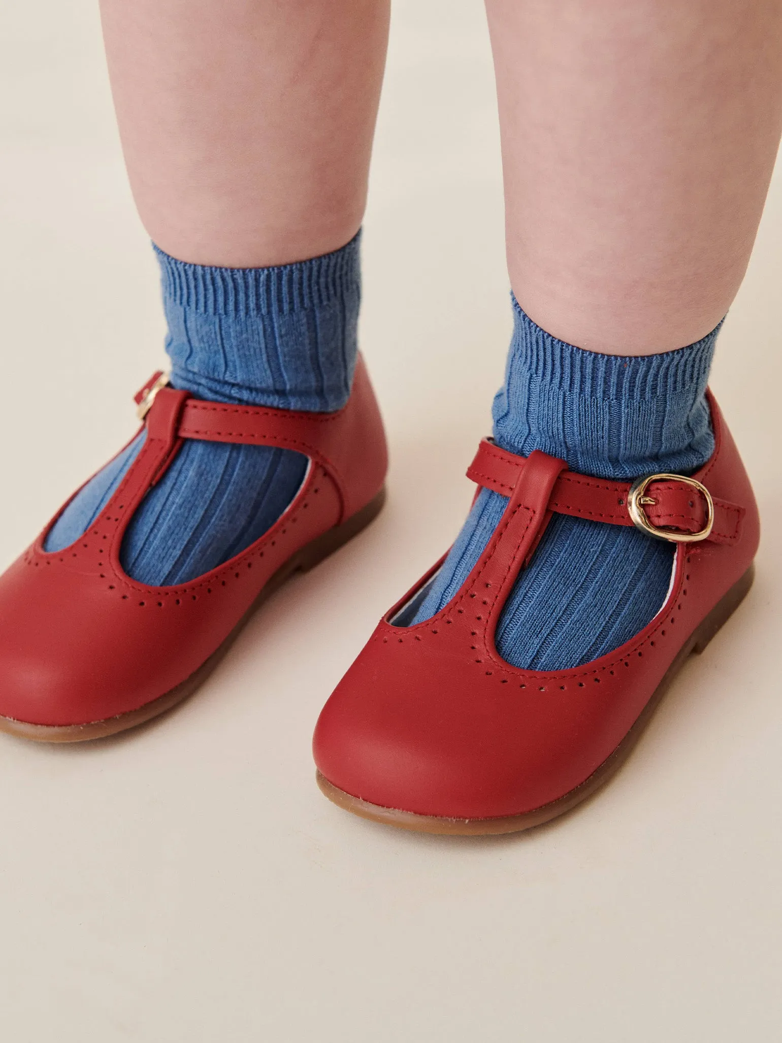 Red Leather Girl T-Bar Shoes