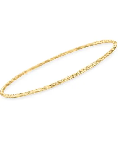 Ross Simons Italian 14kt Yellow Gold Textured Bangle Bracelet