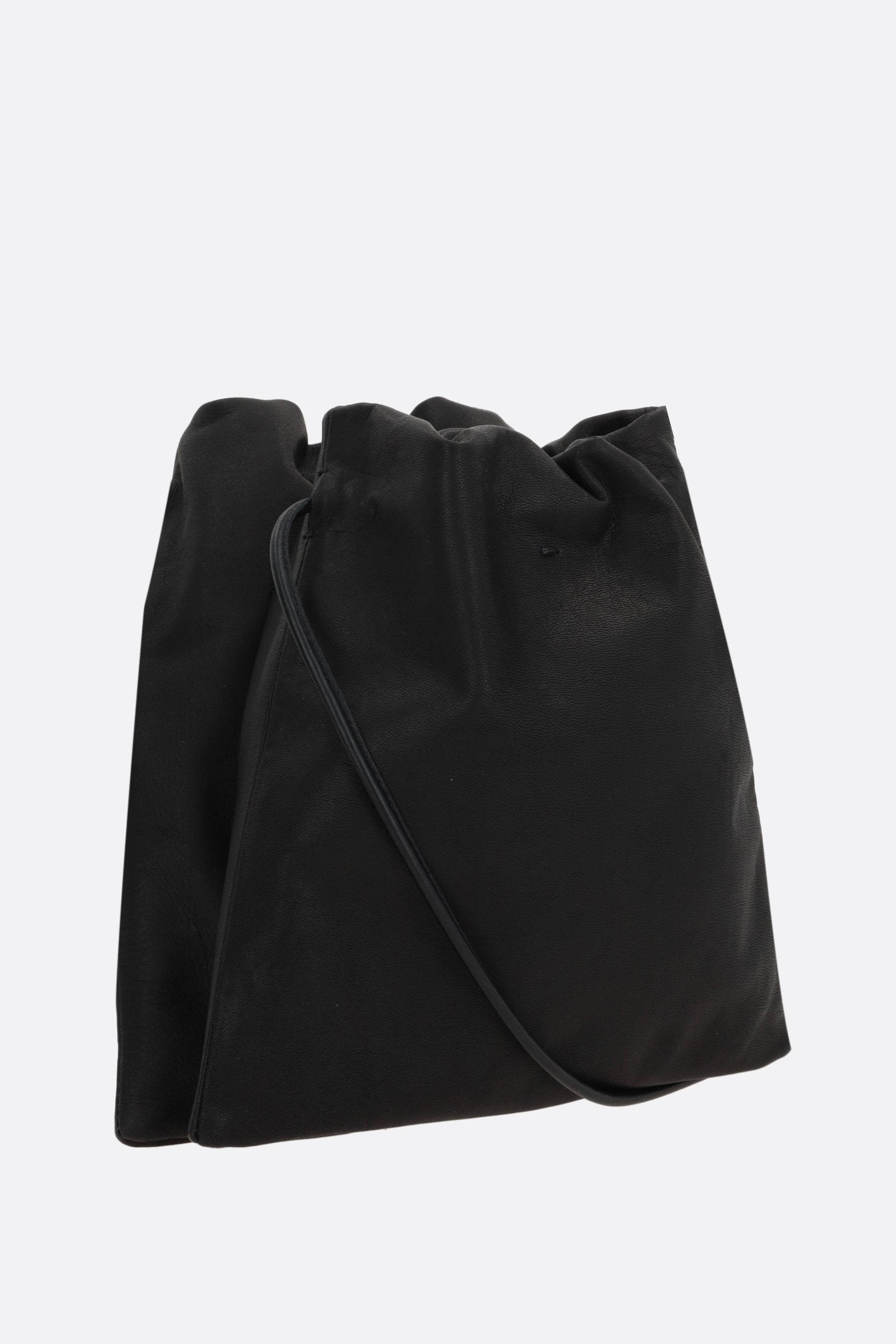 smooth leather drawstring shoulder bag