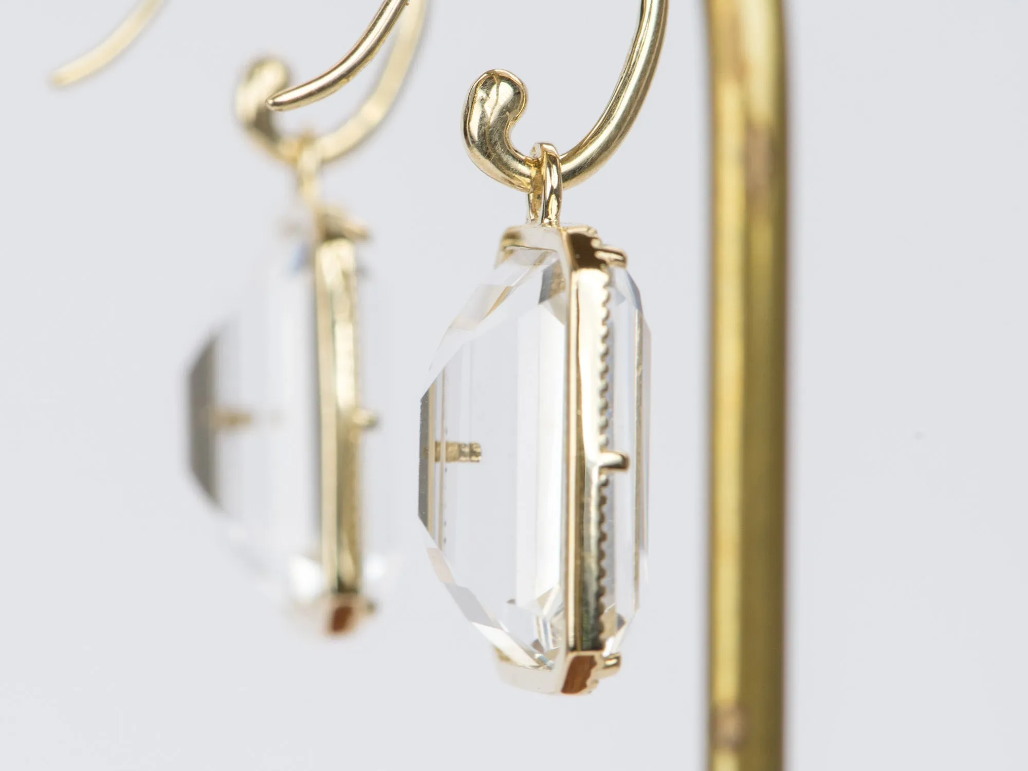 Statement Large Rock Crystal 9K Gold Dangle Earrings R3043