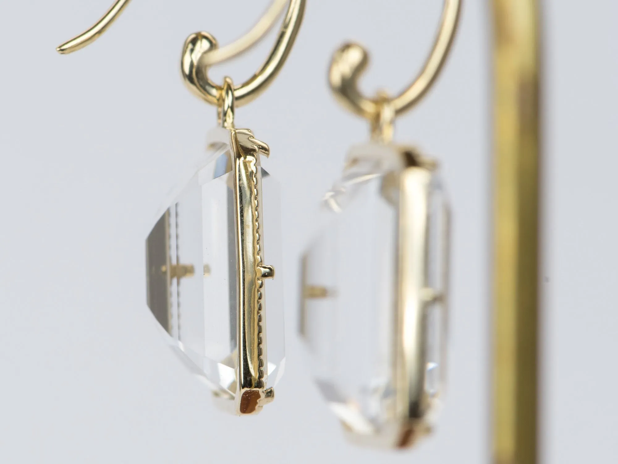 Statement Large Rock Crystal 9K Gold Dangle Earrings R3043