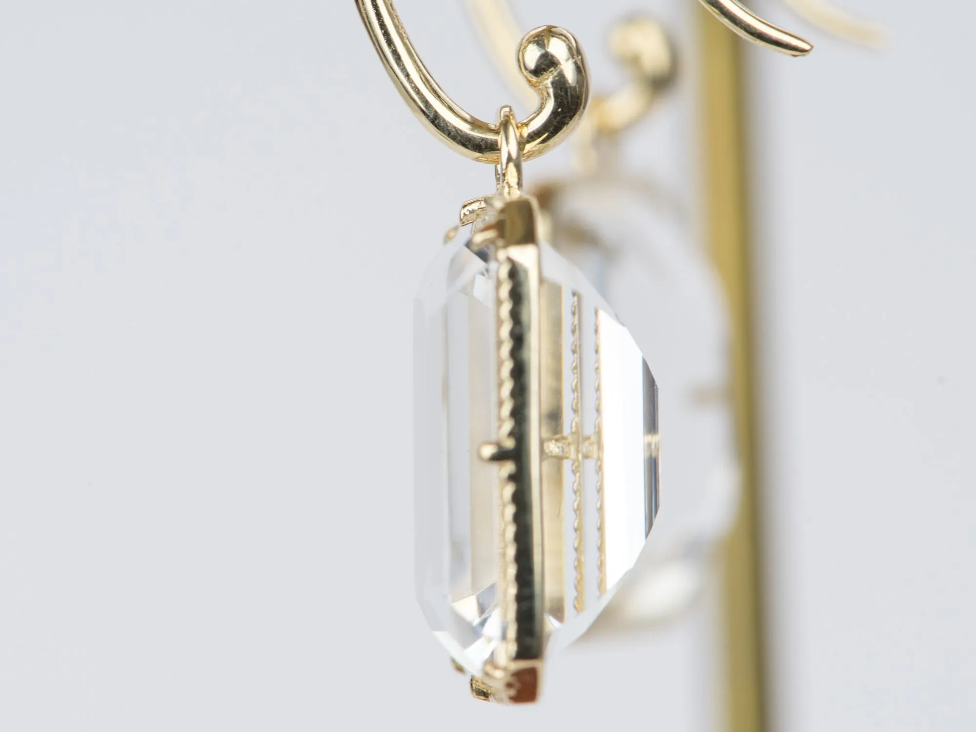 Statement Large Rock Crystal 9K Gold Dangle Earrings R3043