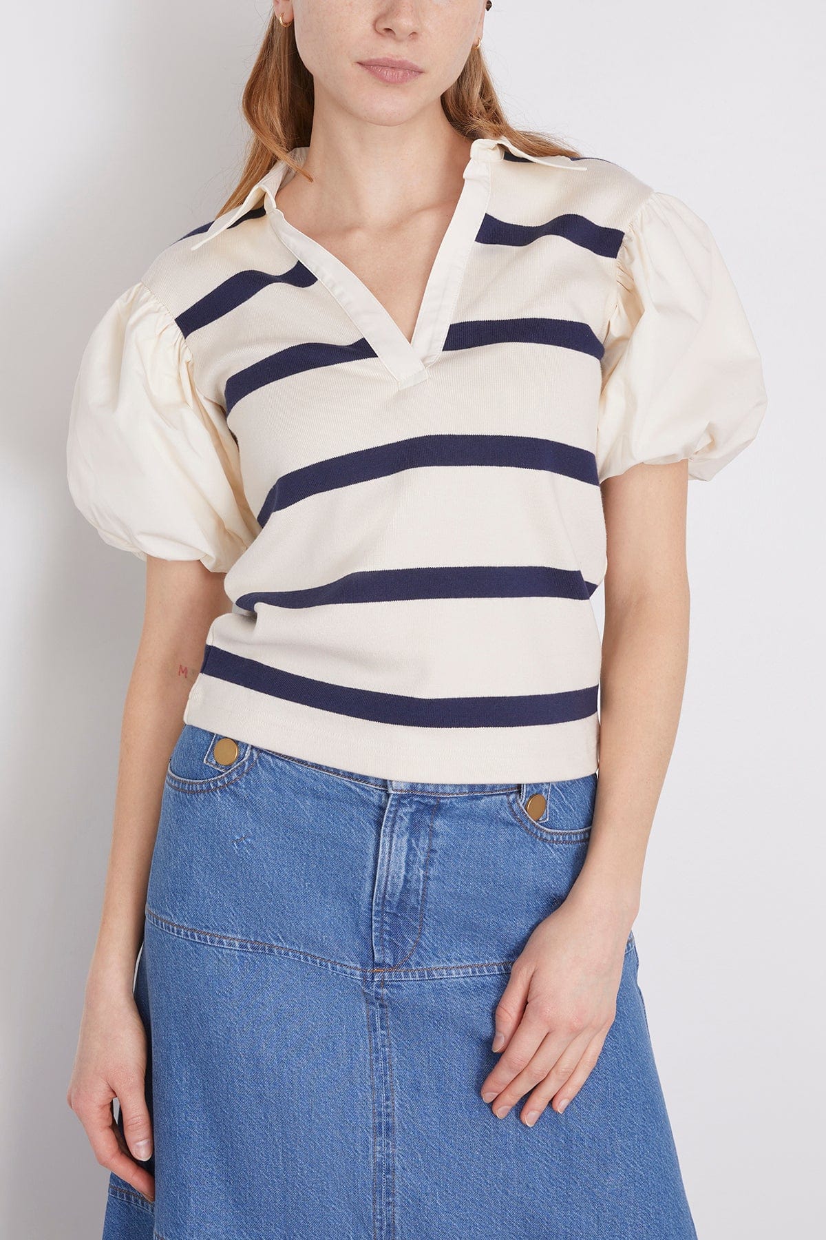 Striped Tory Top in Cream/Maritime Blue (TS)