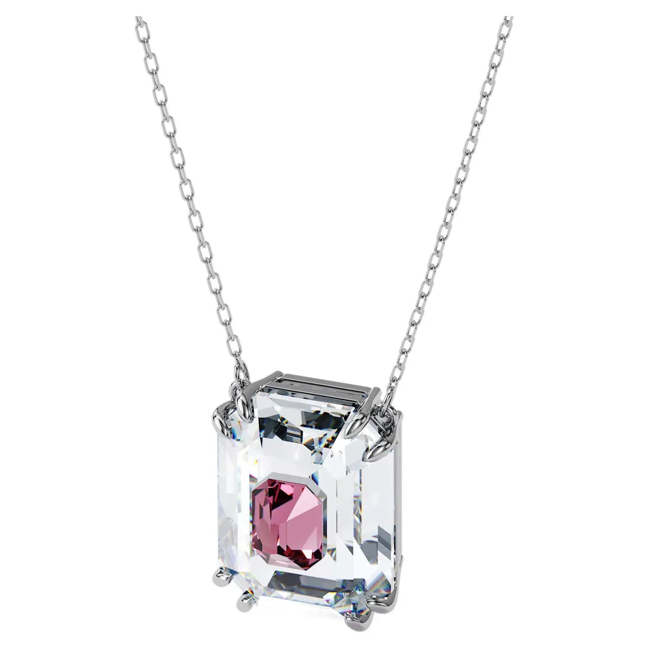 Swarovski Chroma Necklace Octagon Cut, Pink, Rhodium Plated -5608647