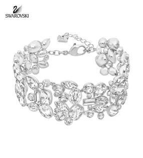 Swarovski Clear Crystal Bracelet DIVA Rhodium Plated Medium 17cm #5167393