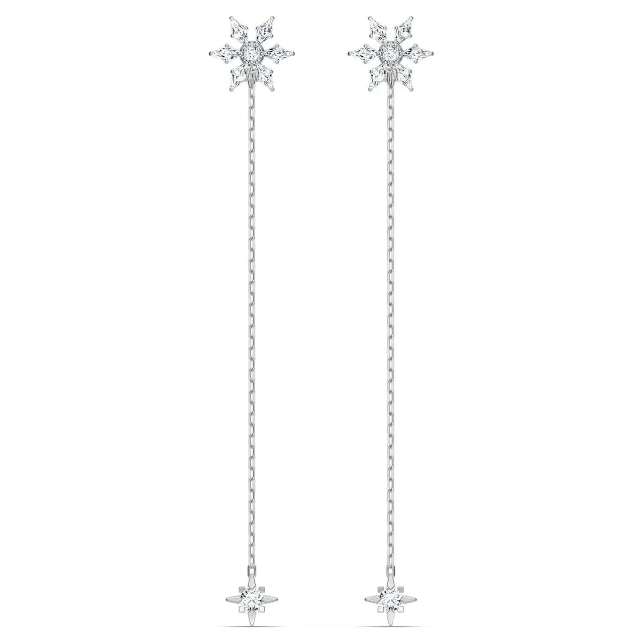 Swarovski Crystal Magic Chain Pierced Earrings, White, Rhodium Plated -5566677