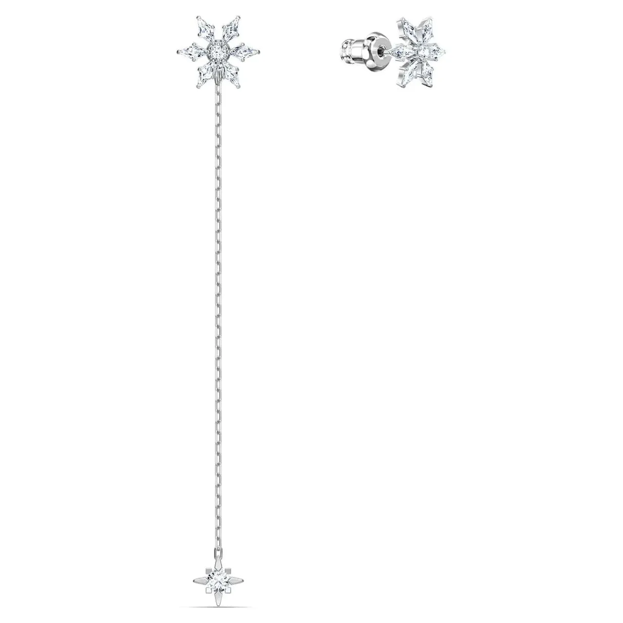 Swarovski Crystal Magic Chain Pierced Earrings, White, Rhodium Plated -5566677