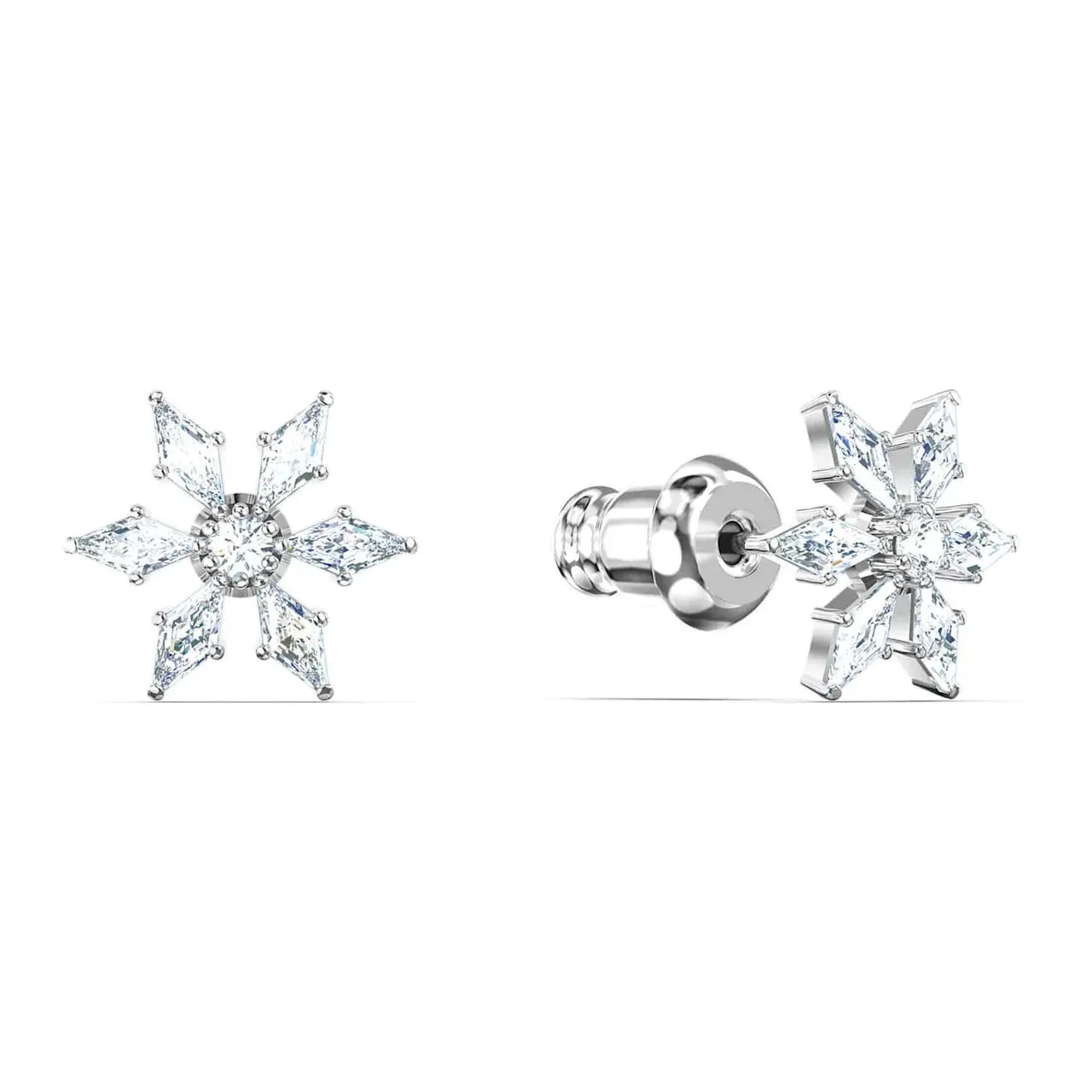 Swarovski Crystal Magic Chain Pierced Earrings, White, Rhodium Plated -5566677