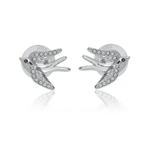 Swarovski Crystal Stud Pierced Earrings BIRDS, White, Rhodium plated-5530815