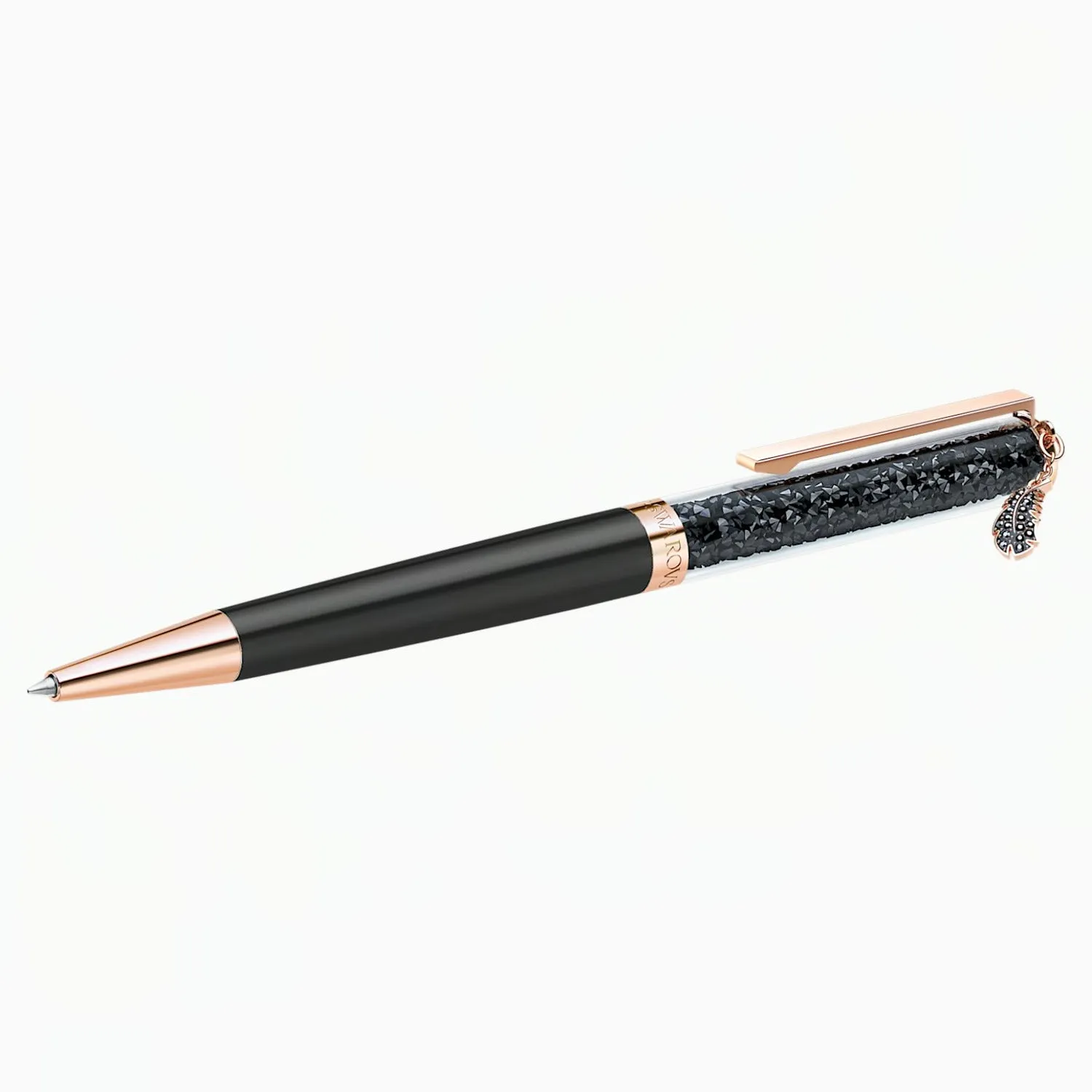 Swarovski CRYSTALLINE FEATHER BALLPOINT PEN, Black, Rose Gold -5511232