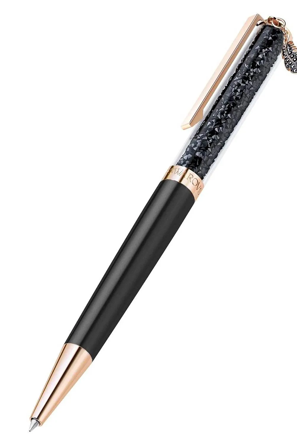 Swarovski CRYSTALLINE FEATHER BALLPOINT PEN, Black, Rose Gold -5511232