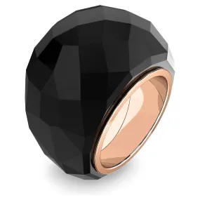 Swarovski Nirvana ring Black, Rose gold-tone finish, Medium/55/7 -5410336