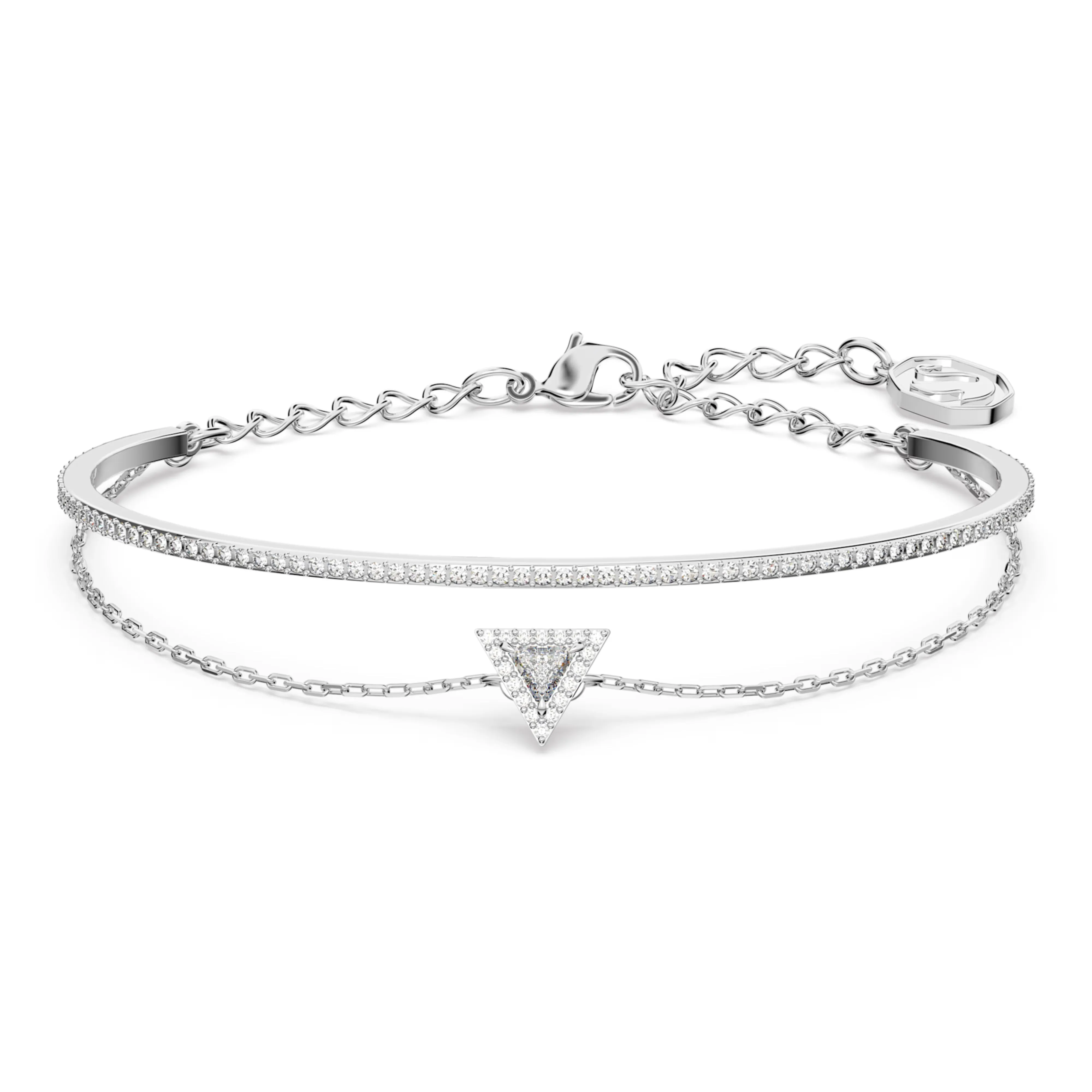 Swarovski Ortyx bracelet Triangle cut, Pavé, White, Rhodium plated -5643732