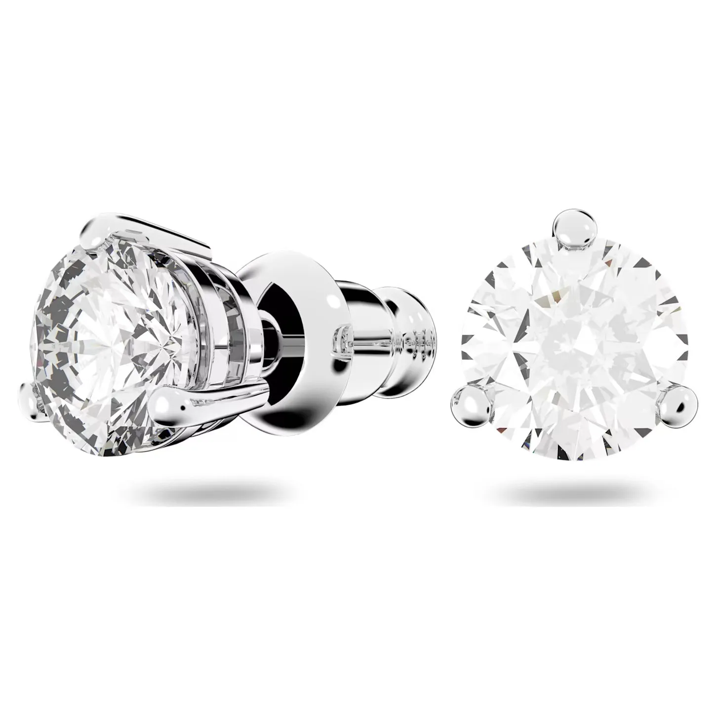 Swarovski Solitaire stud earrings Round cut, White, Rhodium plated -1800046