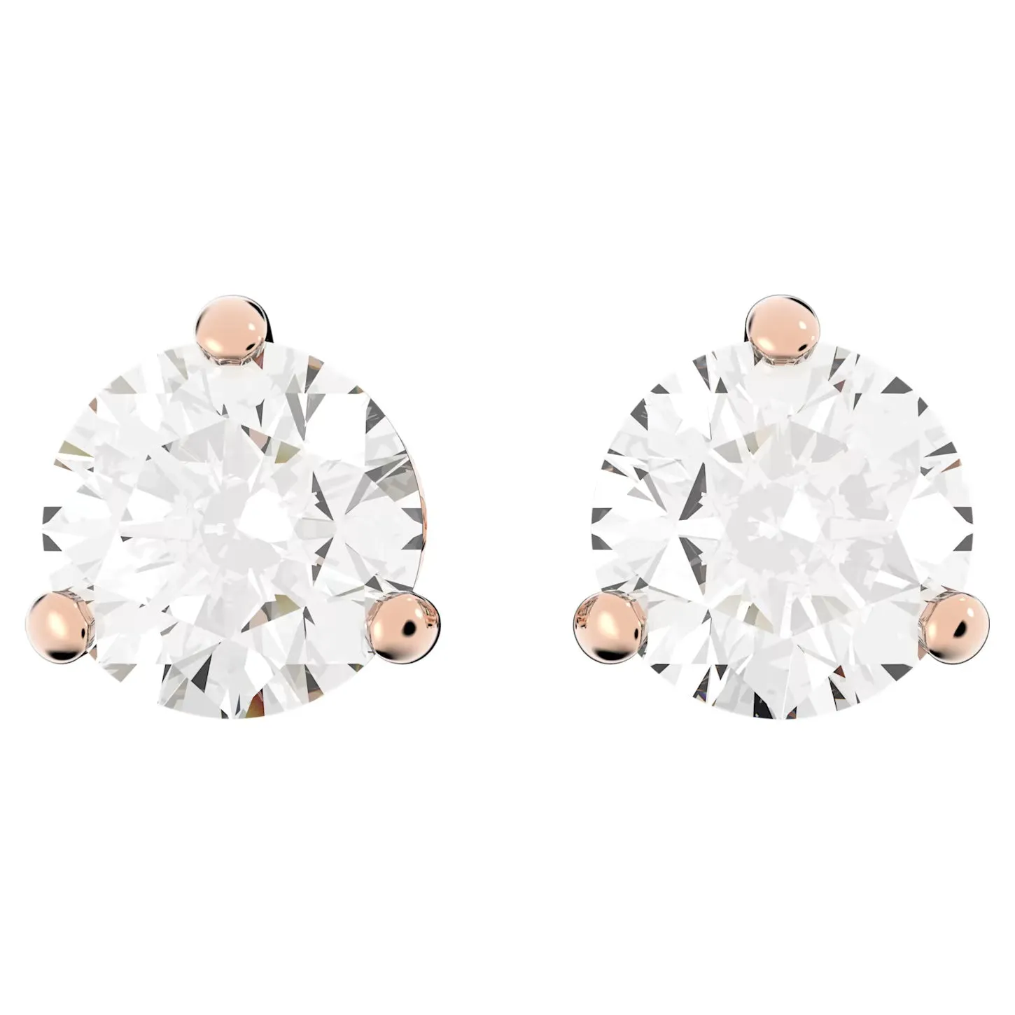 Swarovski Solitaire stud earrings Round cut, White, Rose gold-tone plated -5112156