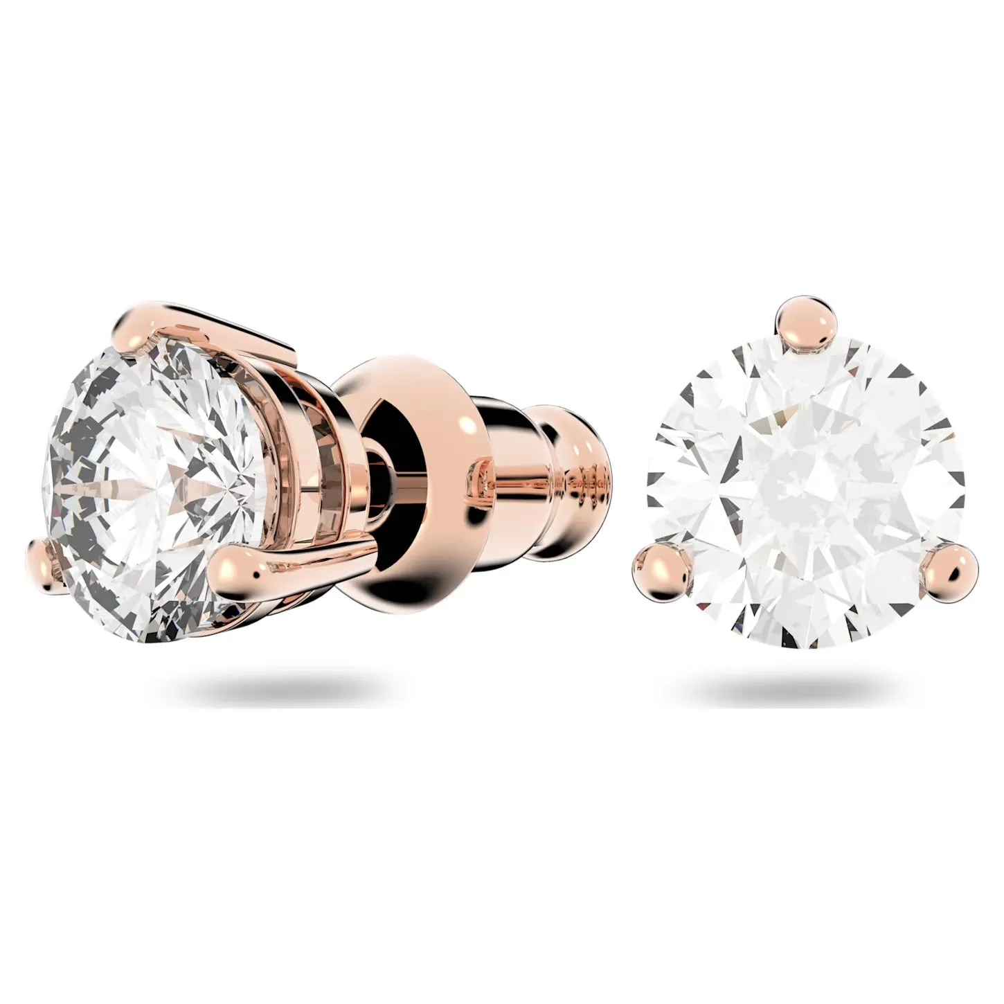 Swarovski Solitaire stud earrings Round cut, White, Rose gold-tone plated -5112156