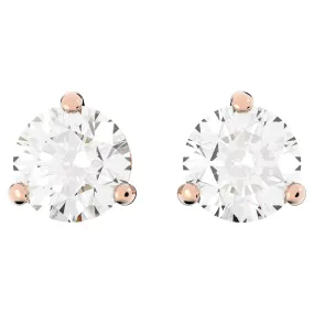 Swarovski Solitaire stud earrings Round cut, White, Rose gold-tone plated -5112156