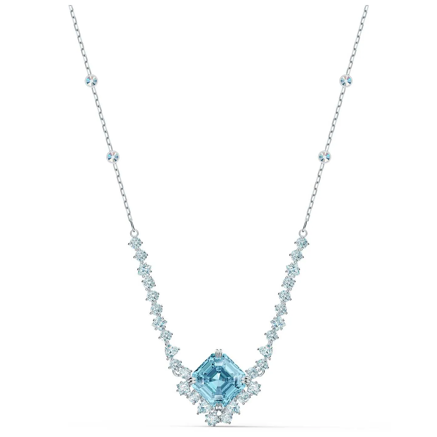 Swarovski Sparkling Necklace, Aqua, Rhodium plated -5524137