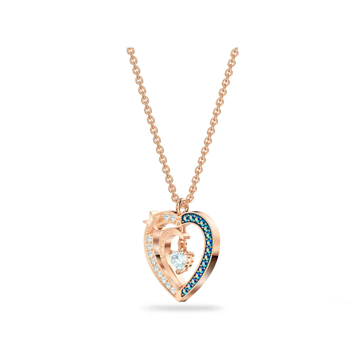 Swarovski Starry Night Necklace Heart, Blue, Rose gold-tone - 5514670