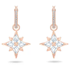 Swarovski Symbolic Hoop Earrings, Star, White, Rose Gold-Tone Plated-5494337