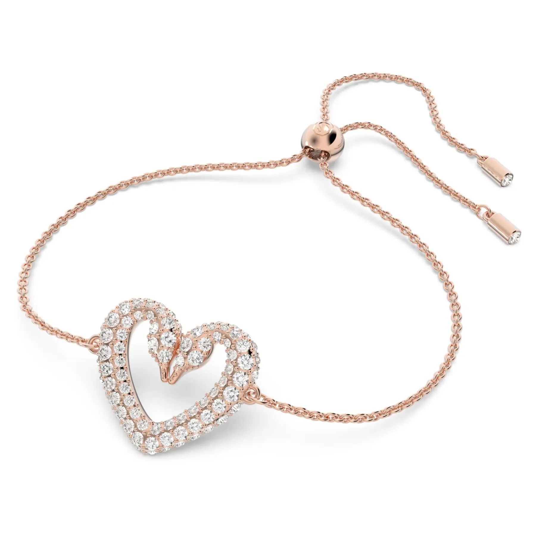 Swarovski Una bracelet Heart, Medium, White, Rose gold-tone plated -5628658