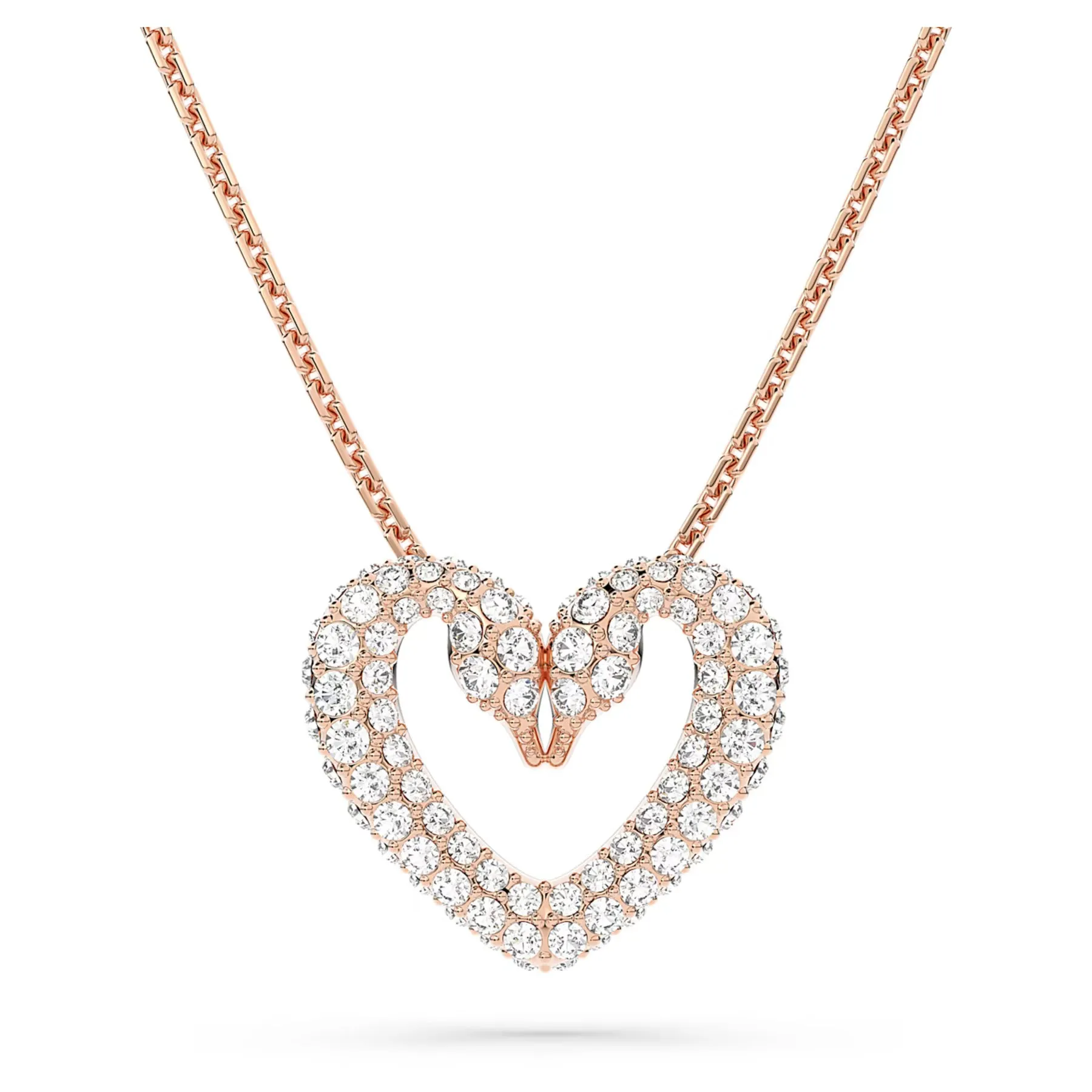 Swarovski Una pendant Heart, Medium, White, Rose gold-tone plated -5628657