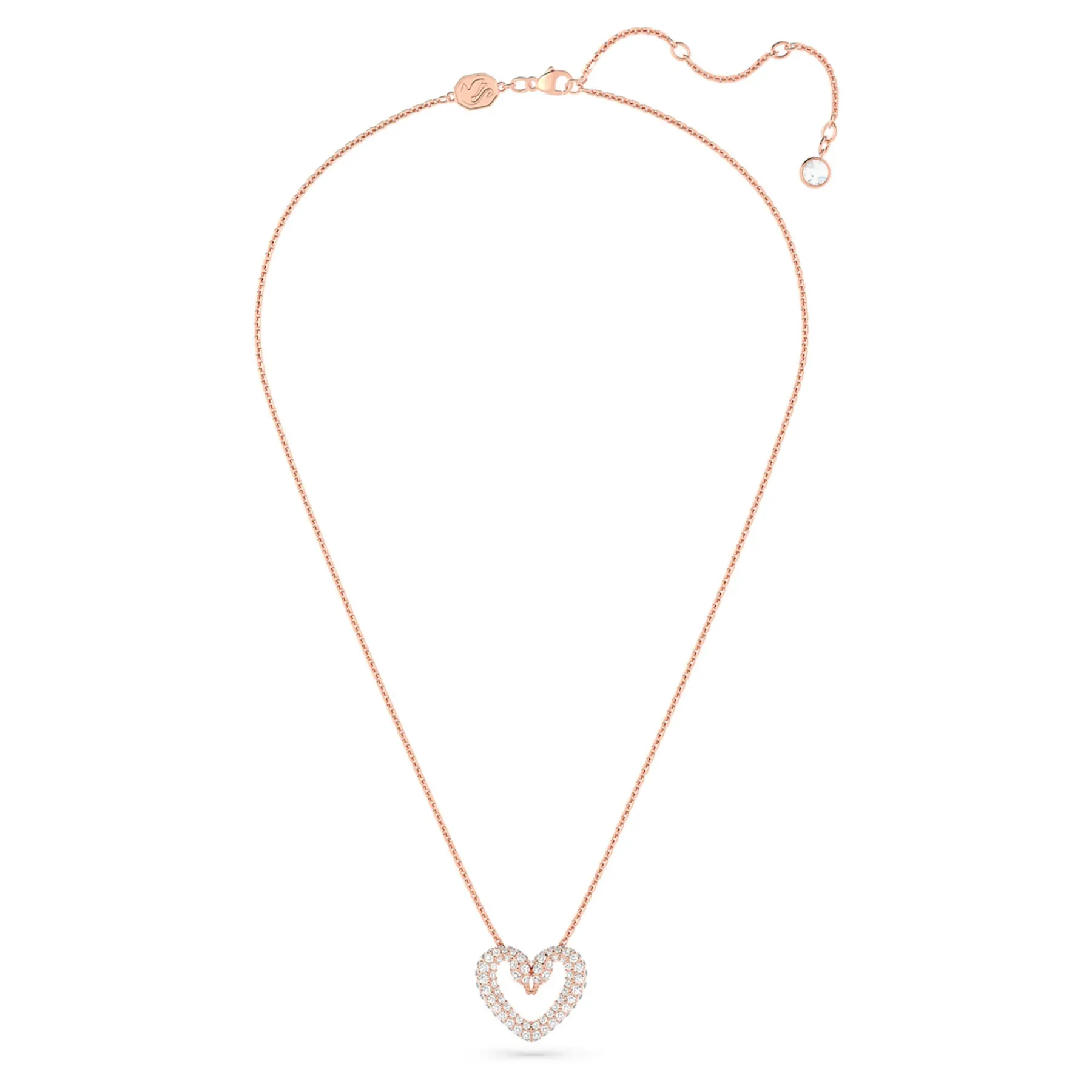 Swarovski Una pendant Heart, Medium, White, Rose gold-tone plated -5628657