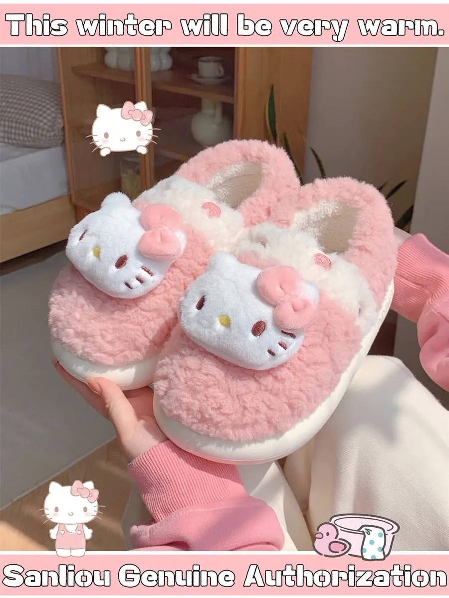 Thin strips of genuine KT cat cute bag heel confinement cotton shoes for women winter girl heart warm cotton slippers for home u