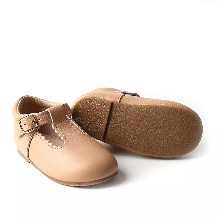 Toddler & Kids leather t-bar - Beige